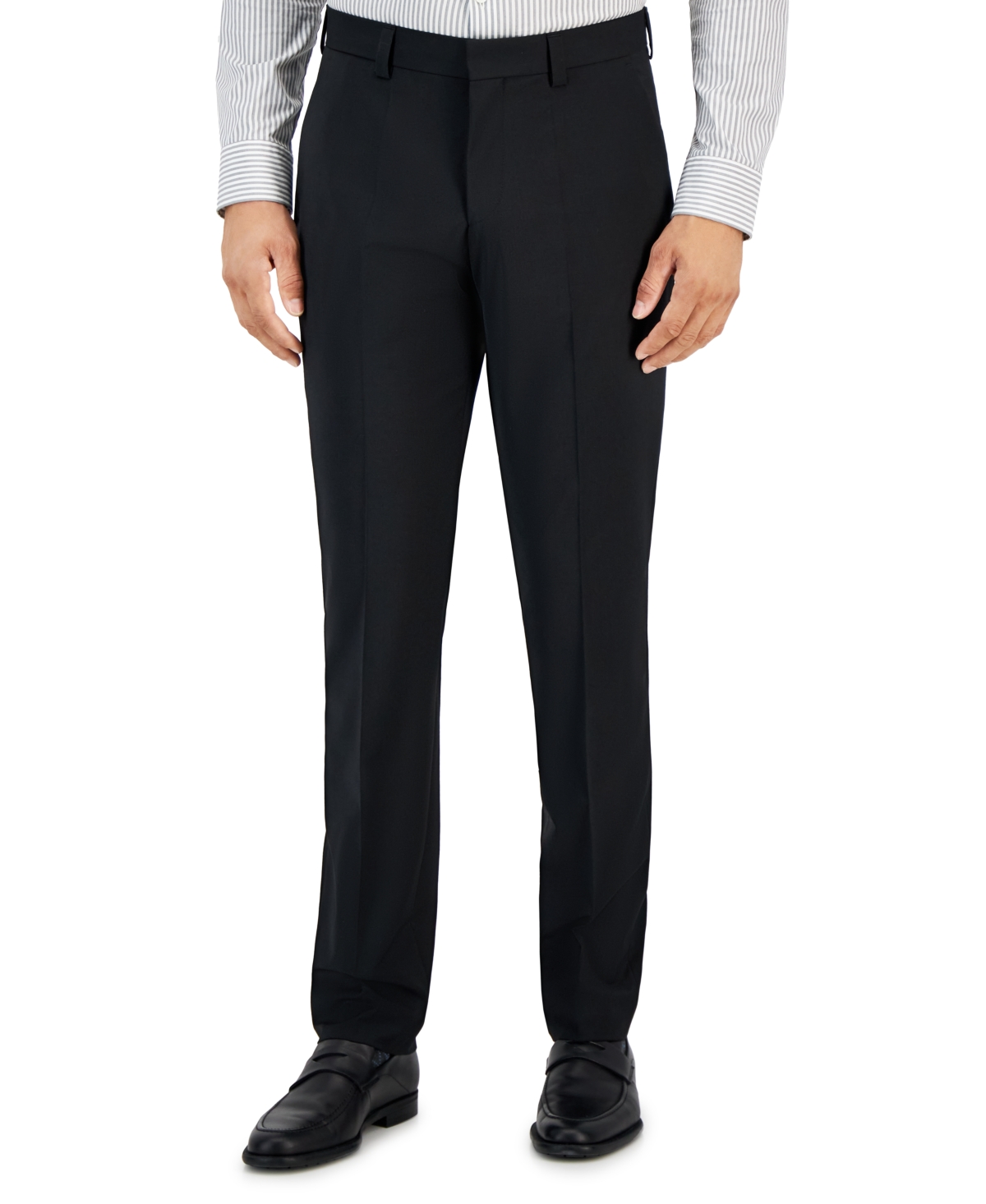 Shop Hugo By  Boss Men's Modern-fit Solid Wool-blend Suit Trousers In Black