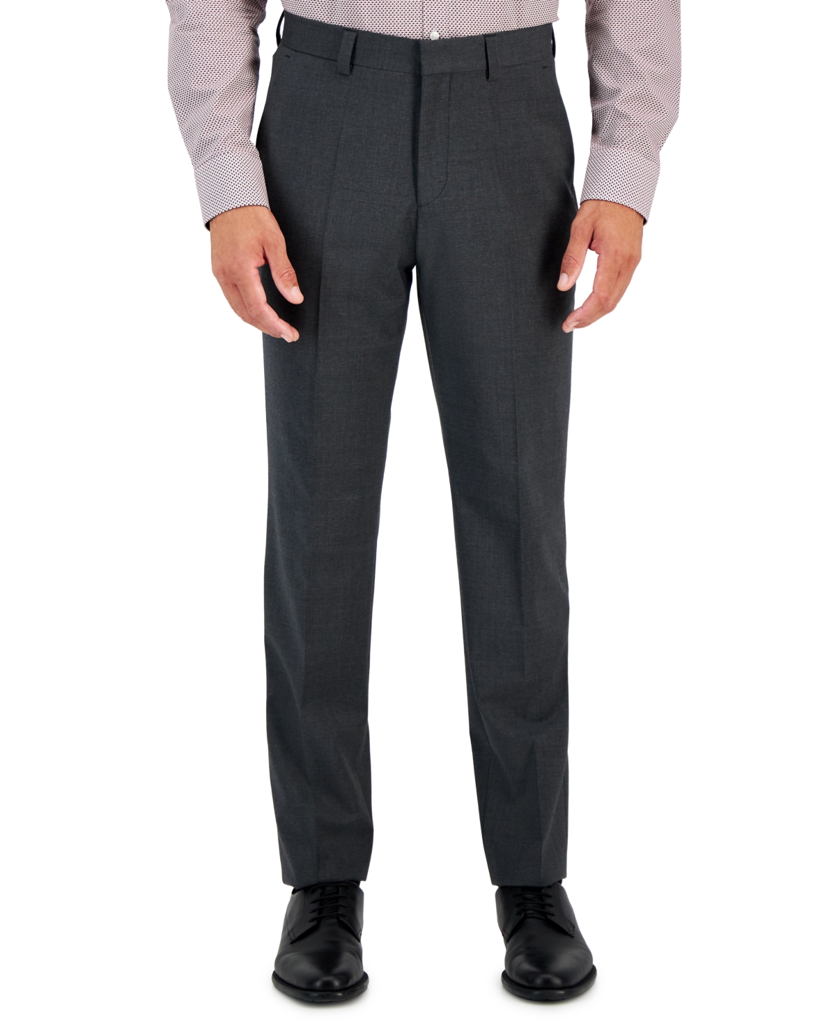 Shop Hugo By  Boss Men's Modern-fit Solid Wool-blend Suit Trousers In Dark Gray