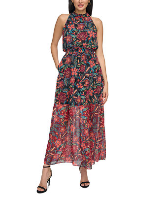 Vince Camuto Women's Printed Smocked Maxi Dress - Macy's