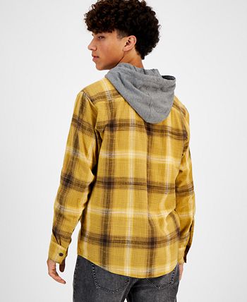 Yellow flannel with cheap hood