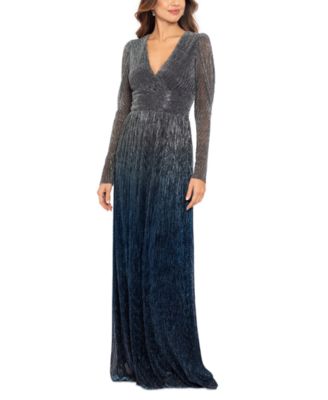 Betsy & Adam - Women's Metallic Long-Sleeve Gown