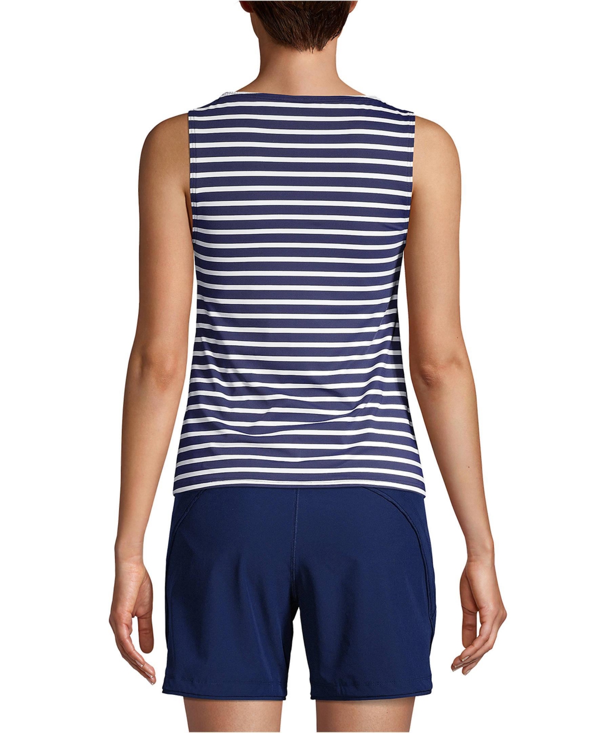 Lands' End Women's Ddd-Cup Chlorine Resistant High Neck Upf 50 Modest Tankini Swimsuit Top