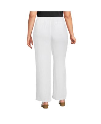 Plus Size High Rise Wide Leg Linen Pleated Pants
