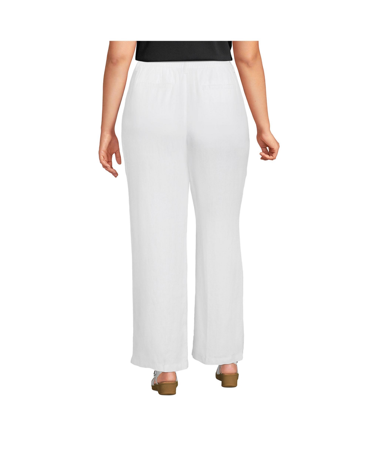 Lands' End Plus High Rise Wide Leg Linen Pleated Pants