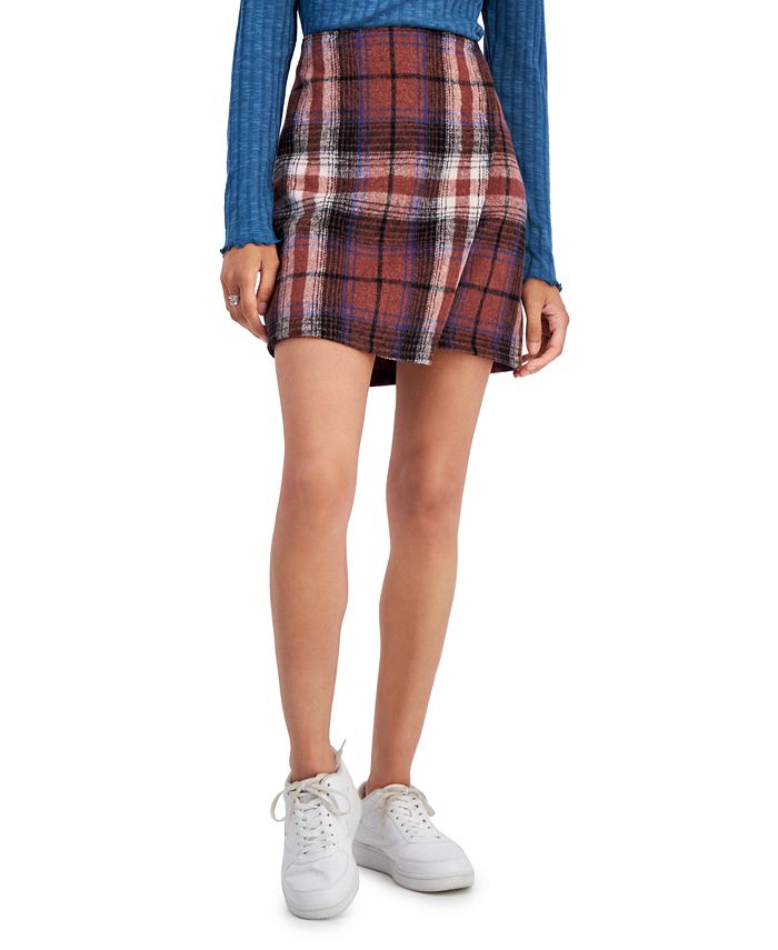 Tinseltown Juniors' Printed ALine FauxWrap Skirt Macy's