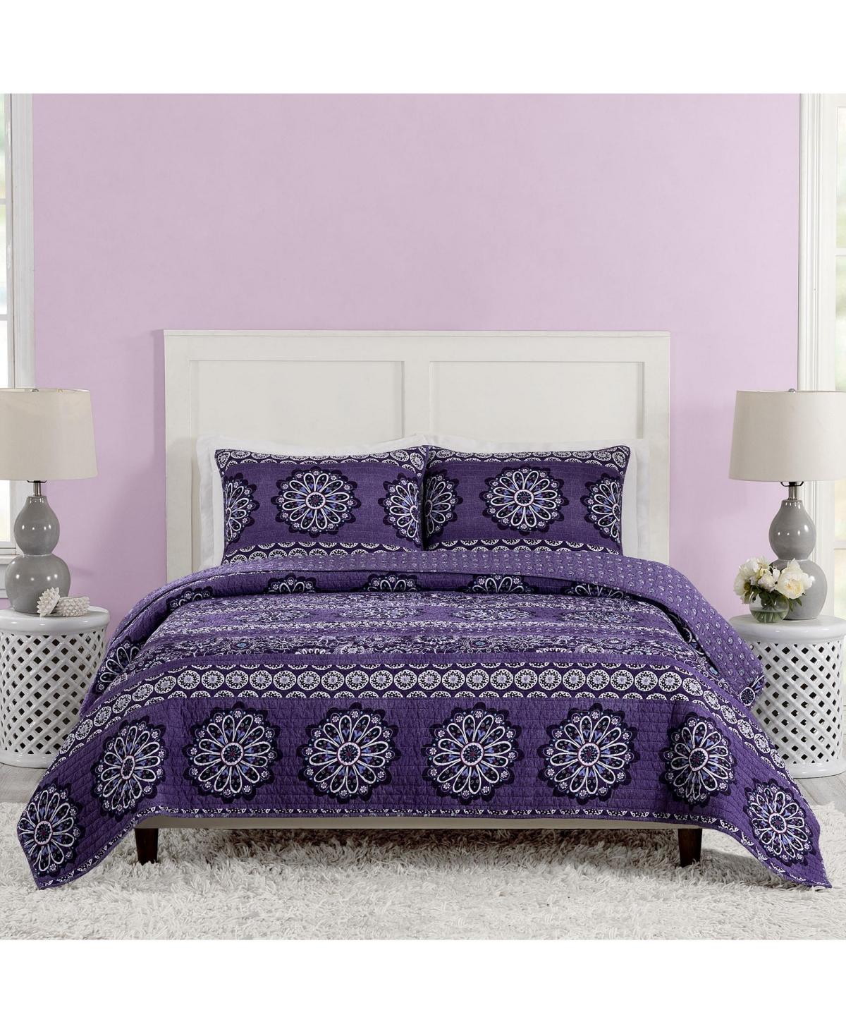 Shop Vera Bradley Tranquil Medallion 3-piece Quilt Set, Full/queen In Purple