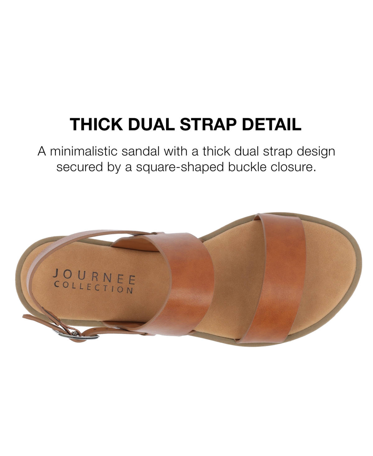 JOURNEE COLLECTION WOMEN'S LAVINE DOUBLE STRAP FLAT SANDALS 
