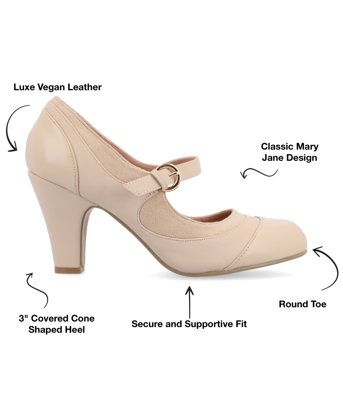 Journee Collection Womens Siri Medium And Wide Width Round Toe Block Heel Mary Jane Pumps In Brown