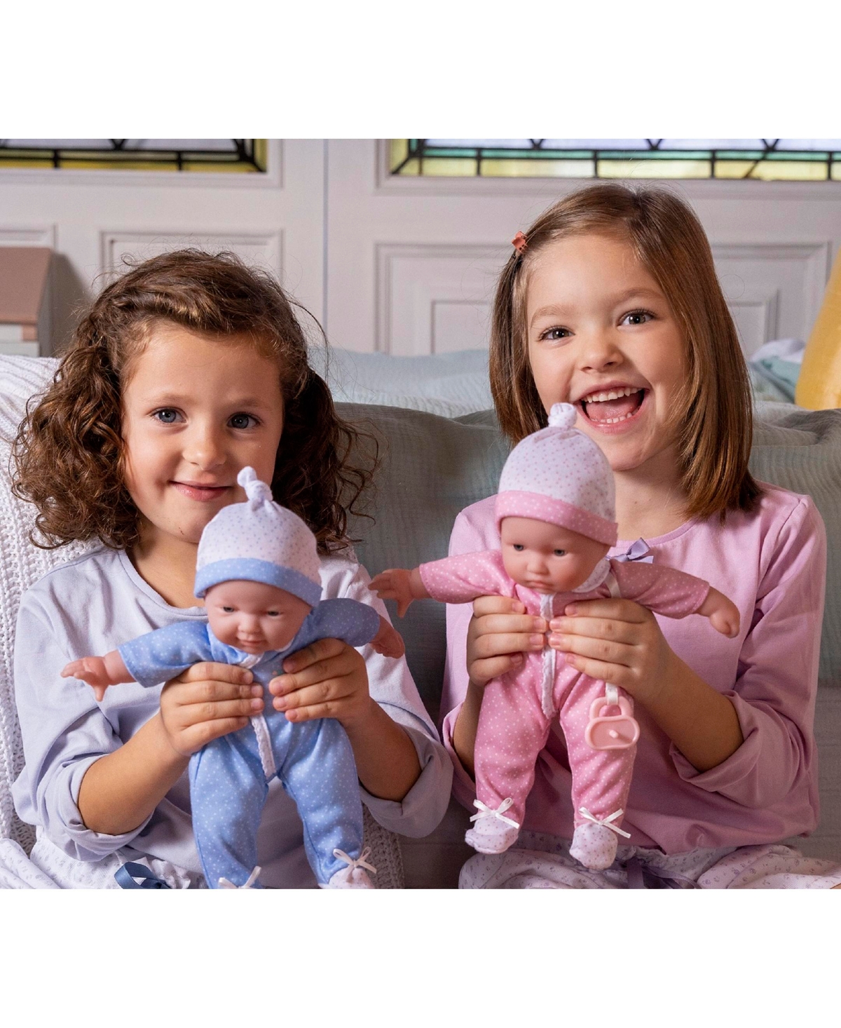 JC TOYS LA BABY 12.5" SMALL SOFT BODY DOLLS WASHABLE TWINS SLEEPING BAG GIFT SET 