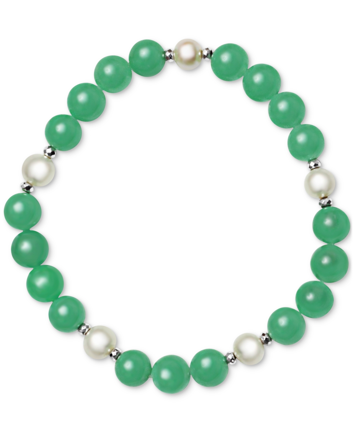 Macy's Dyed Green Jade, Cultured Freshwater Pearl (8mm) & Hematite Stretch Bracelet (also In Lavender Jade,