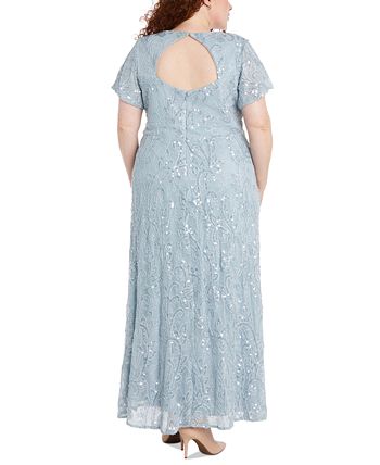R & M Richards Women's Plus Size Sequined Surplice Gown Brown Size 18W