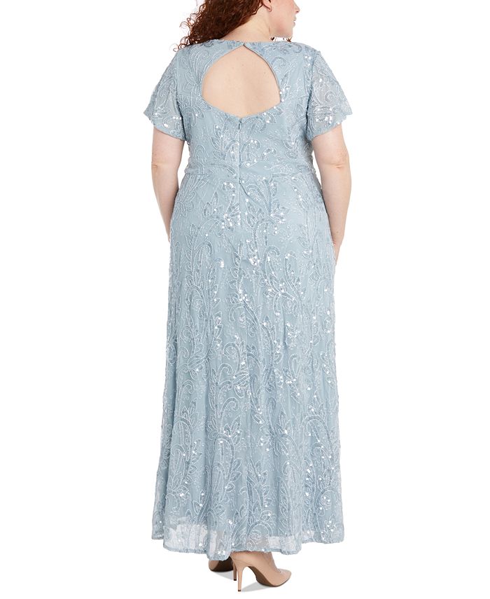R & M Richards Plus Size Sequined Fit & Flare Gown - Macy's