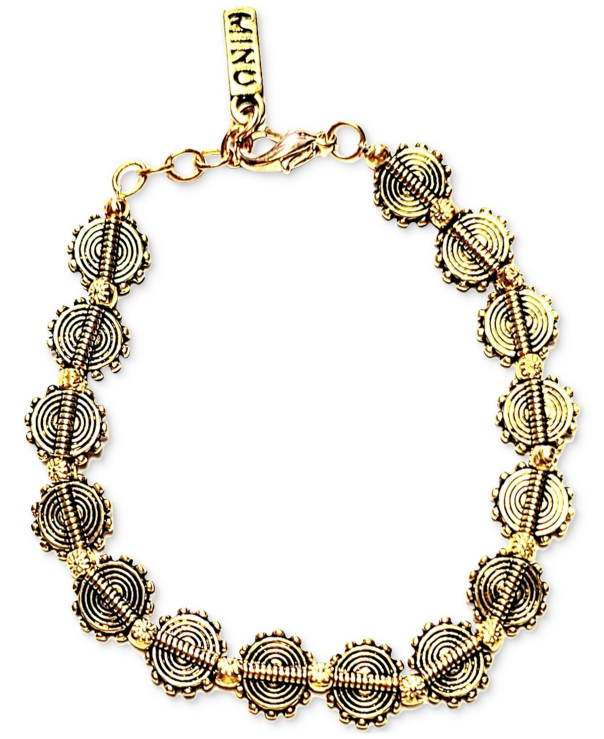 Minu Jewels Gold-tone Etched Sun All-around Flex Bracelet In Medium Yel