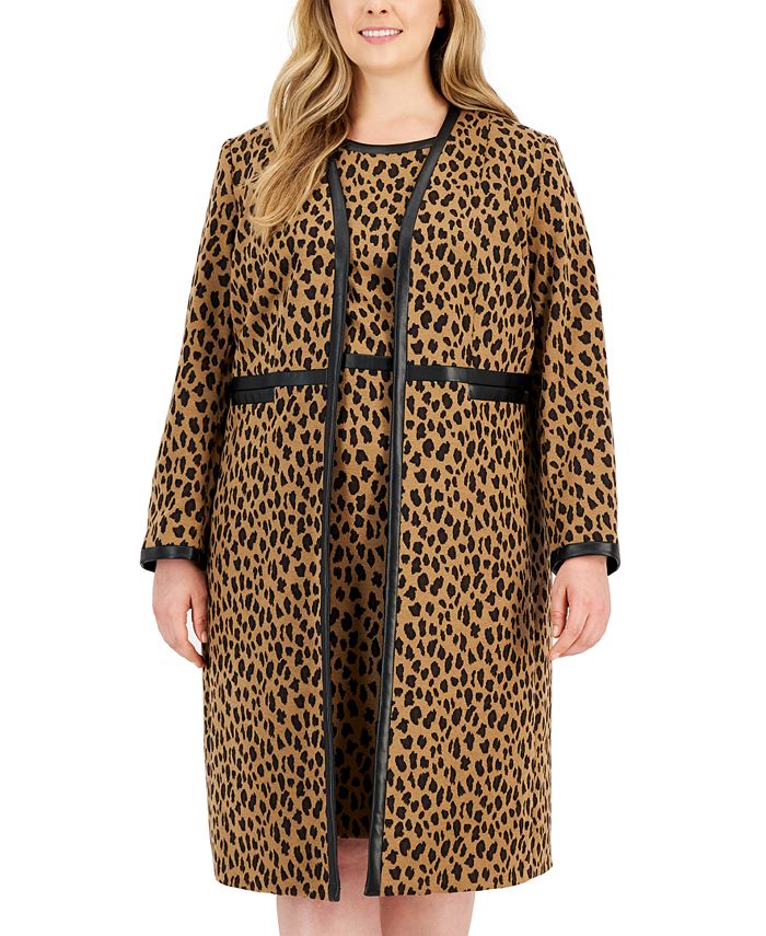 Kasper Plus Size Animal Print Topper Coat Macy s