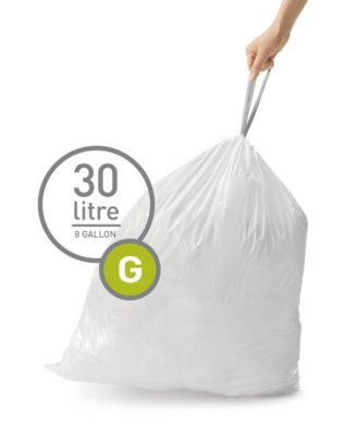 Code G 100pk Custom Fit Liners with 5 Quick Dispense Packs, 30L Kitchen Trash Bag Liners