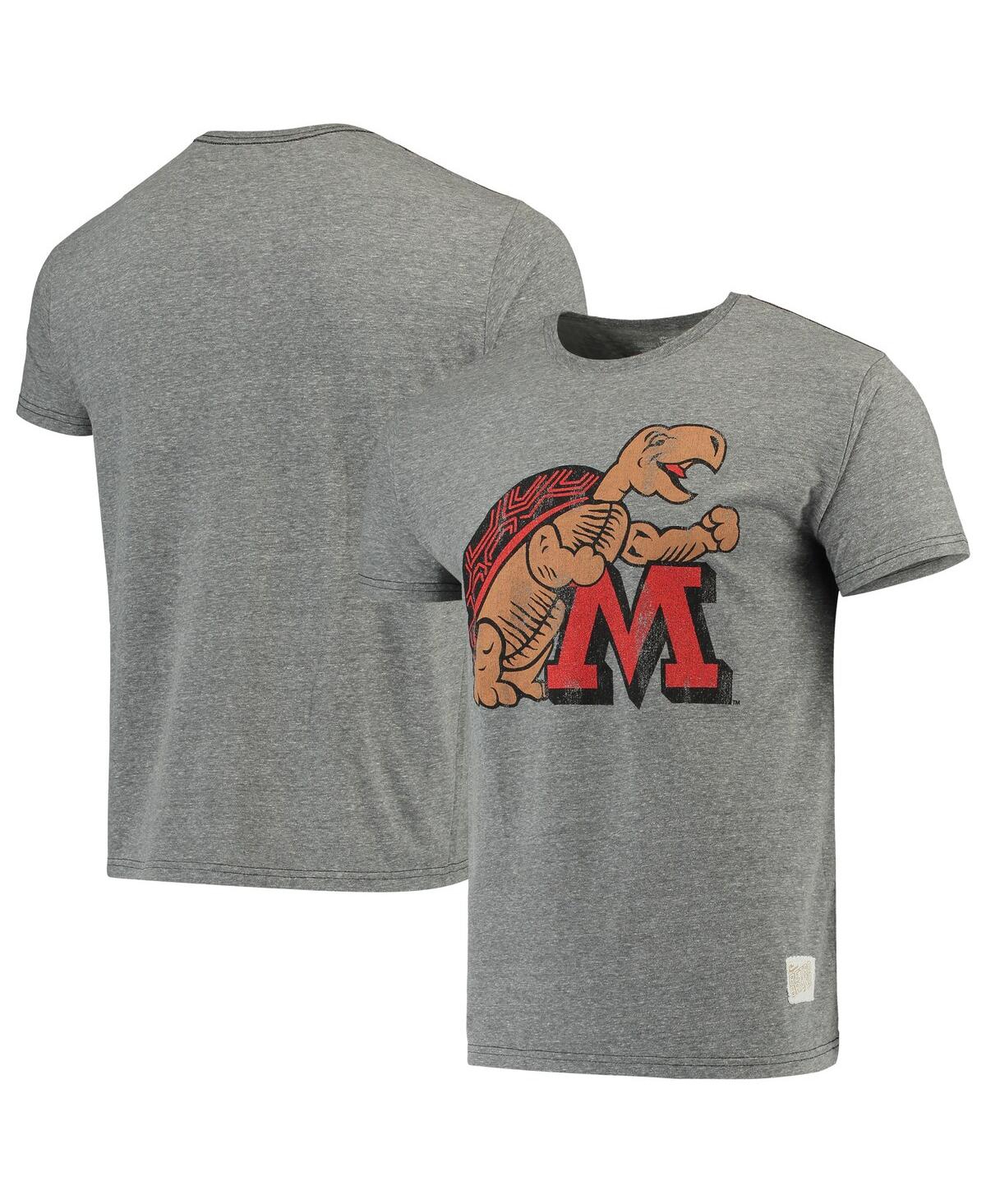 Men's Original Retro Brand Heathered Gray Maryland Terrapins Vintage-Like Logo Tri-Blend T-shirt - Heathered Gray