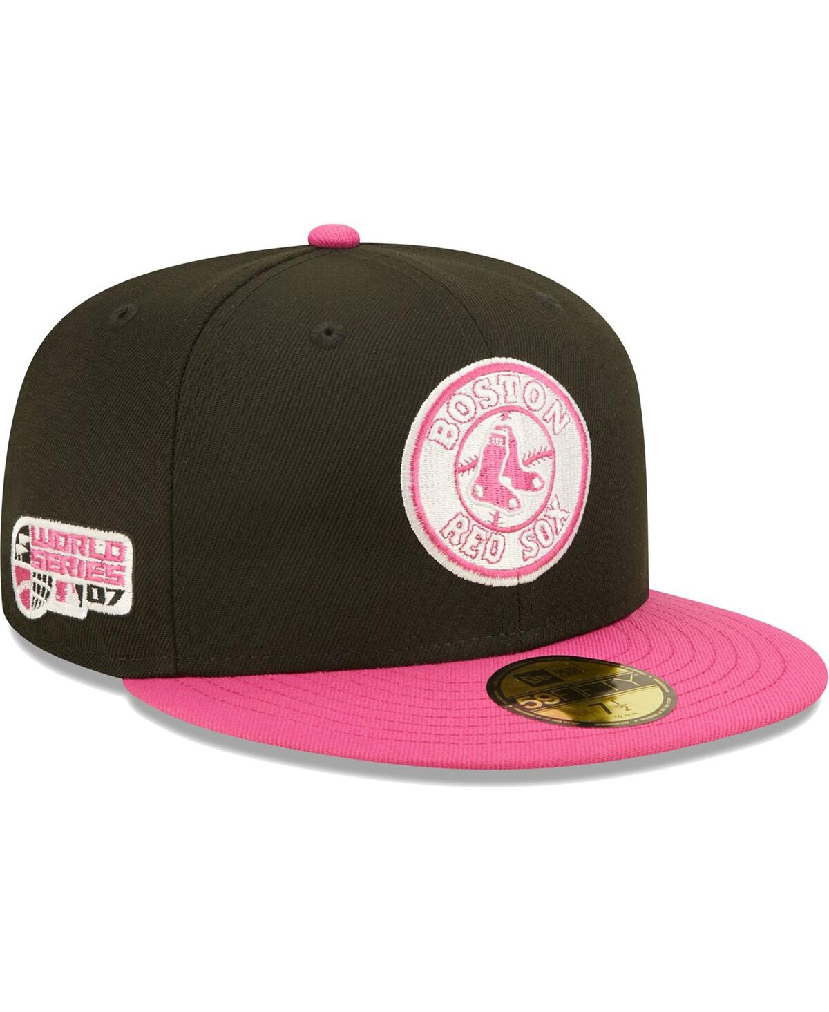 Shop New Era Men's  Black, Pink Boston Red Sox 2007 World Series Champions Passion 59fifty Fitted Hat In Black,pink
