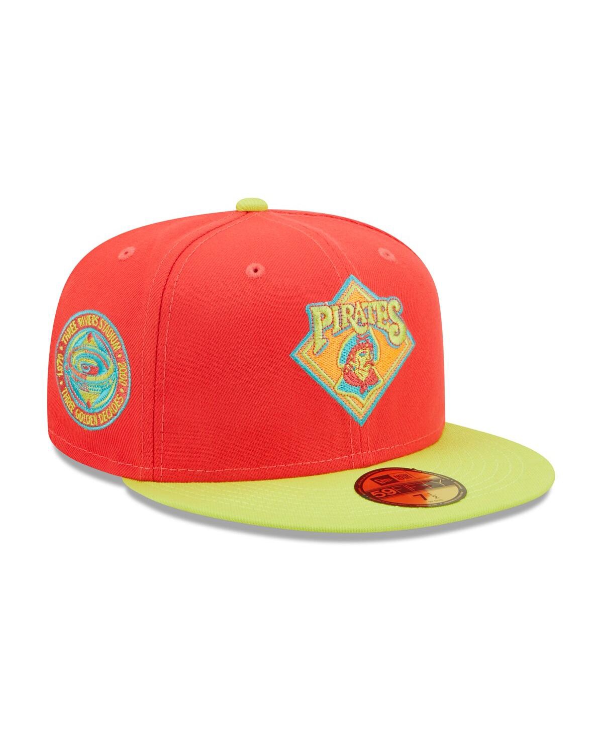 Shop New Era Men's  Red, Neon Green Pittsburgh Pirates Lava Highlighter Combo 59fifty Fitted Hat In Red,neon Green