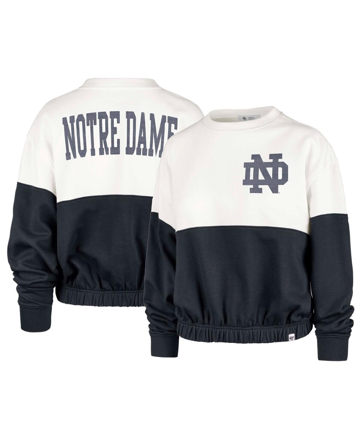 47 Brand Women's ' White Notre Dame Fighting Irish Take Two Bonita Pullover Sweatshirt In White,navy