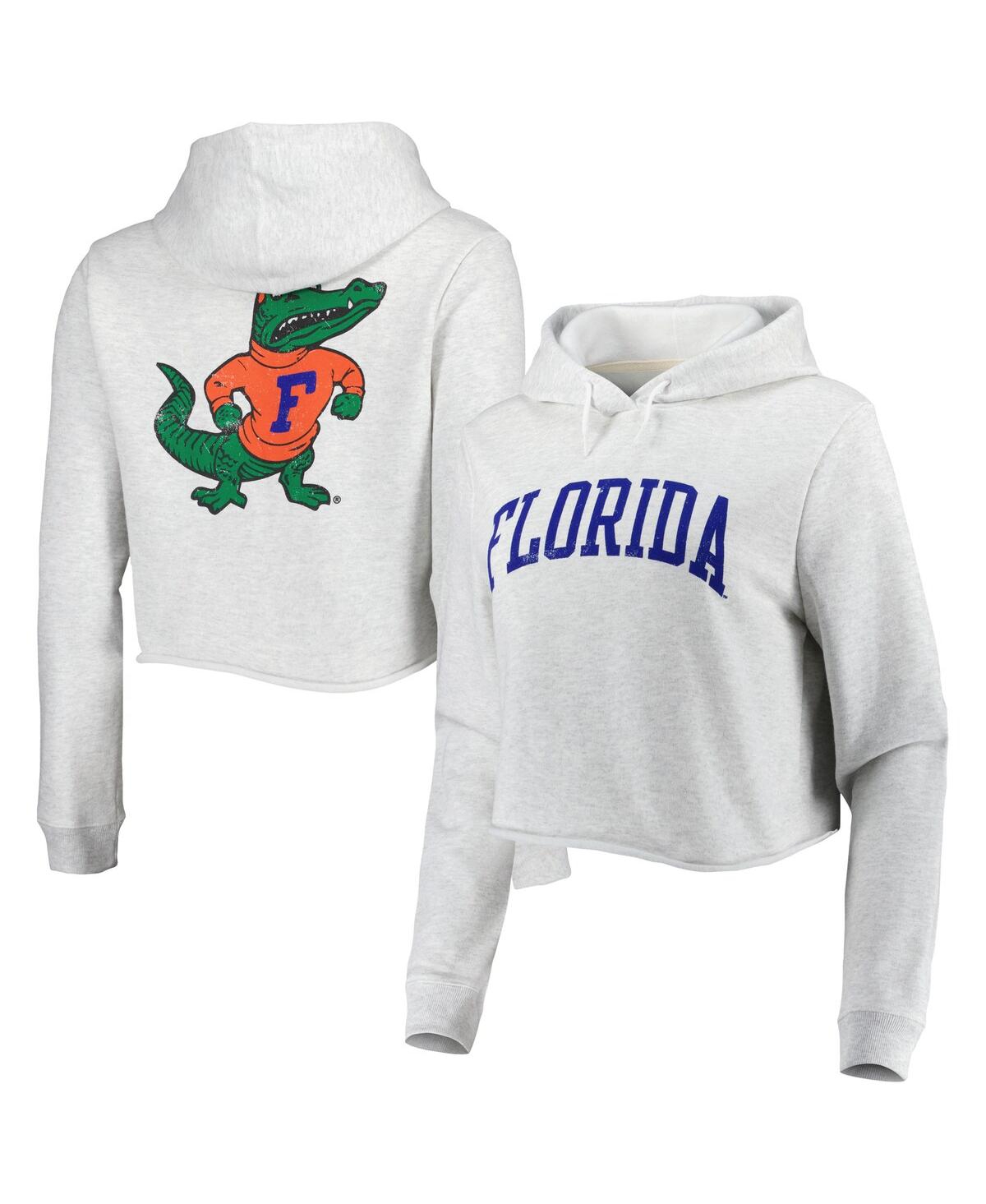 Women's League Collegiate Wear Ash Florida Gators 2-Hit 1636 Cropped Pullover Hoodie - Ash