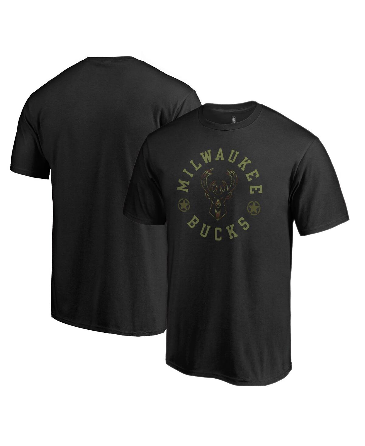Shop Fanatics Men's  Black Milwaukee Bucks Liberty T-shirt