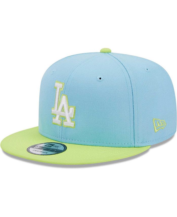 Men's Light Blue and Neon Green Los Angeles Dodgers Spring Basic Two-Tone  9FIFTY Snapback Hat