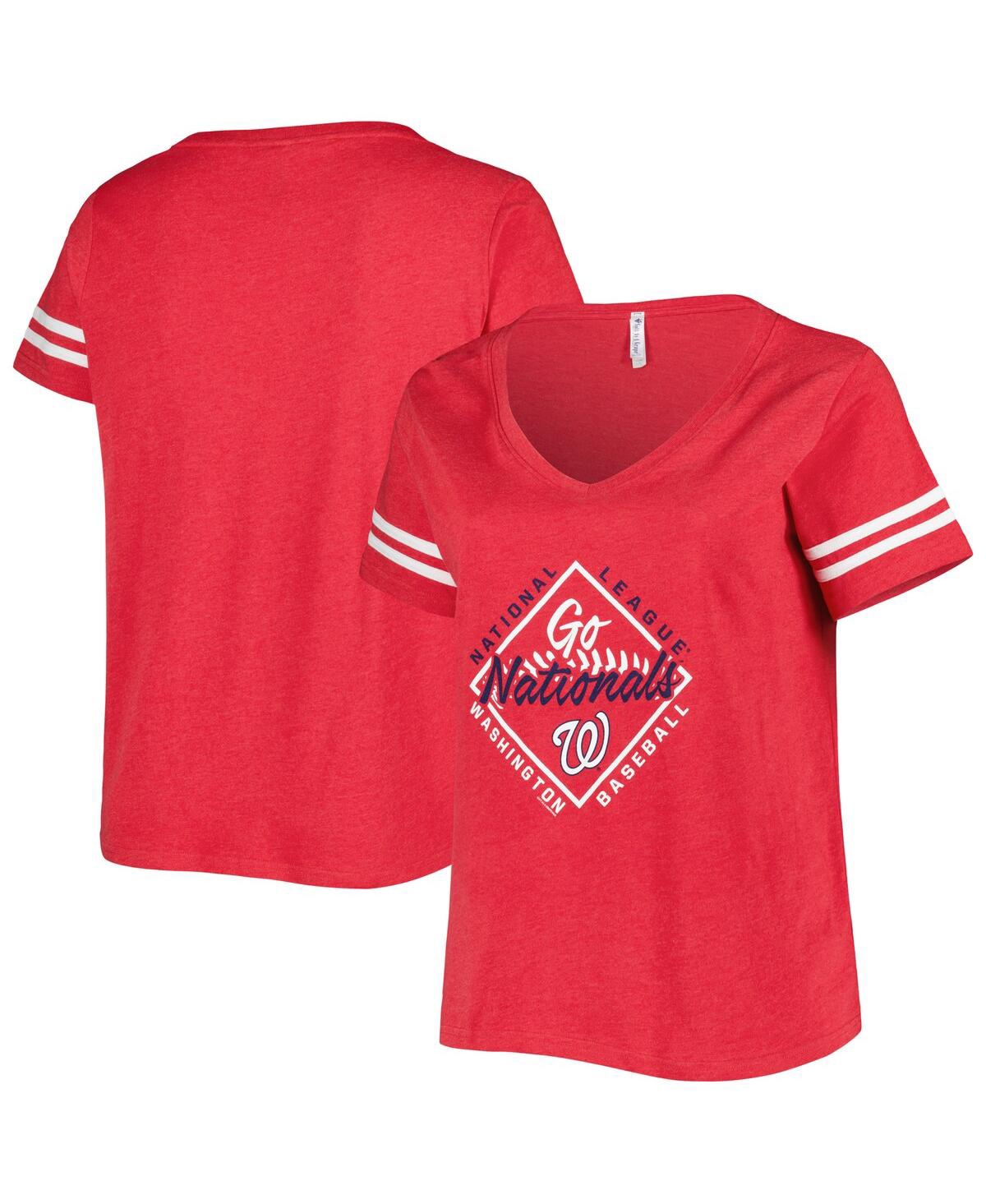Shop Soft As A Grape Women's  Red Washington Nationals Plus Size V-neck Jersey T-shirt