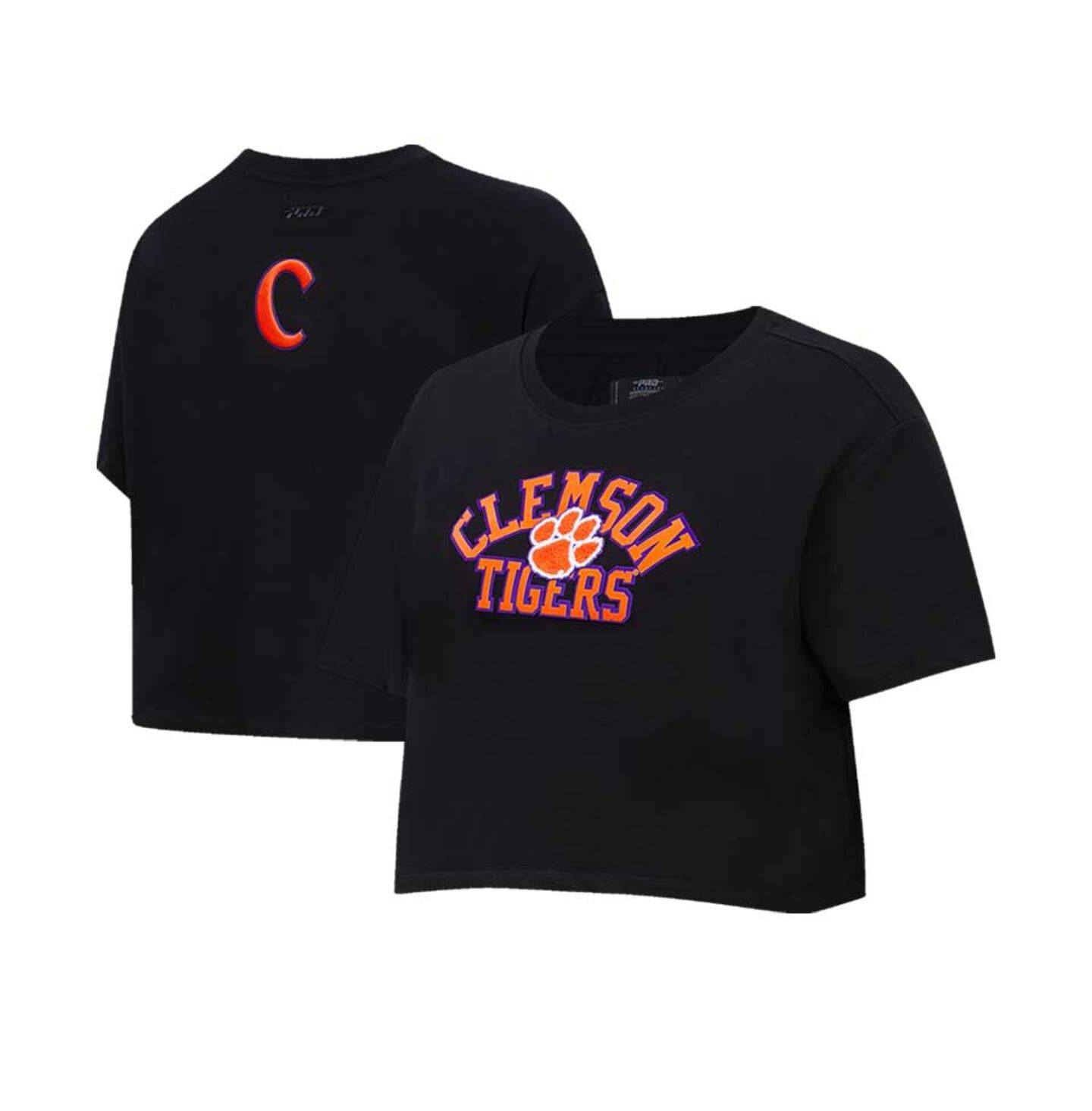 Женская футболка Pro Standard Black Clemson Tigers Classic Three-Hit Boxy Cropped — фото 2
