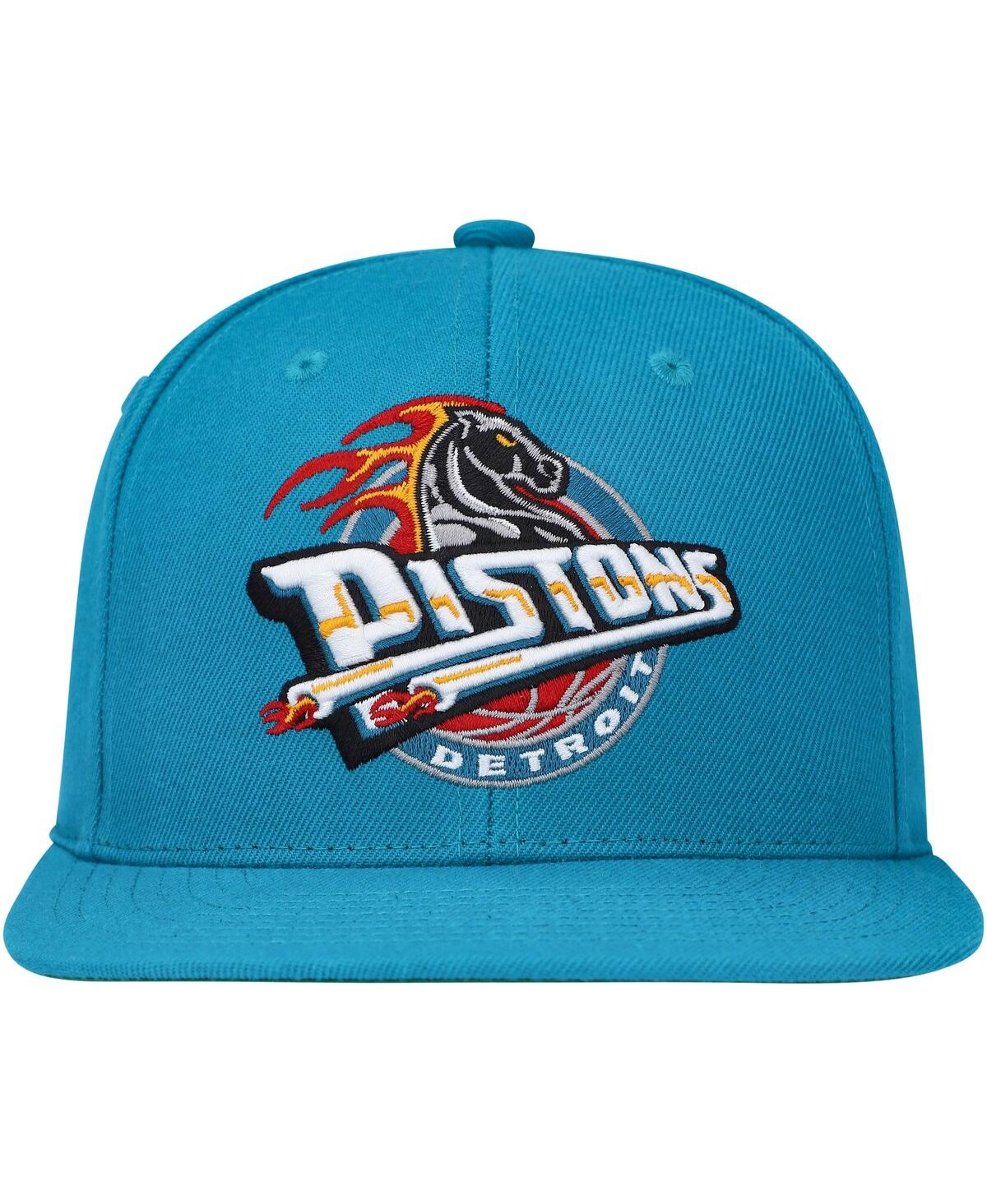 Shop Mitchell & Ness Men's  Teal Detroit Pistons Hardwood Classics Mvp Team Ground 2.0 Fitted Hat