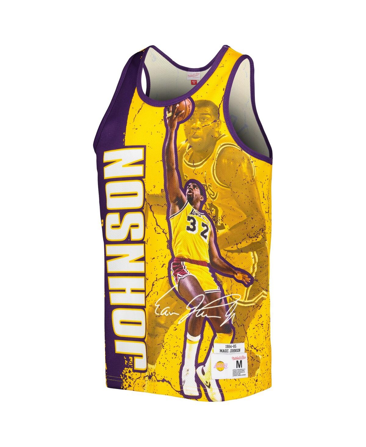 Men's Mitchell & Ness Magic JohnsonLos Angeles Lakers Hardwood Classics Player Burst Tank Top - Gold