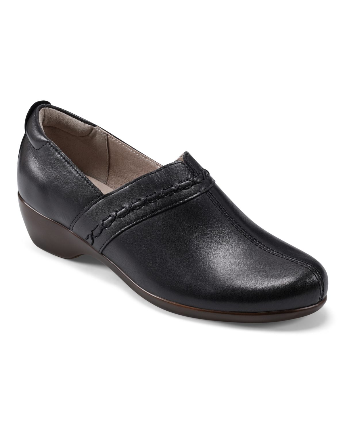 Shop Easy Spirit Women's Dolores Closed Toe Casual Slip-ons In Black Leather