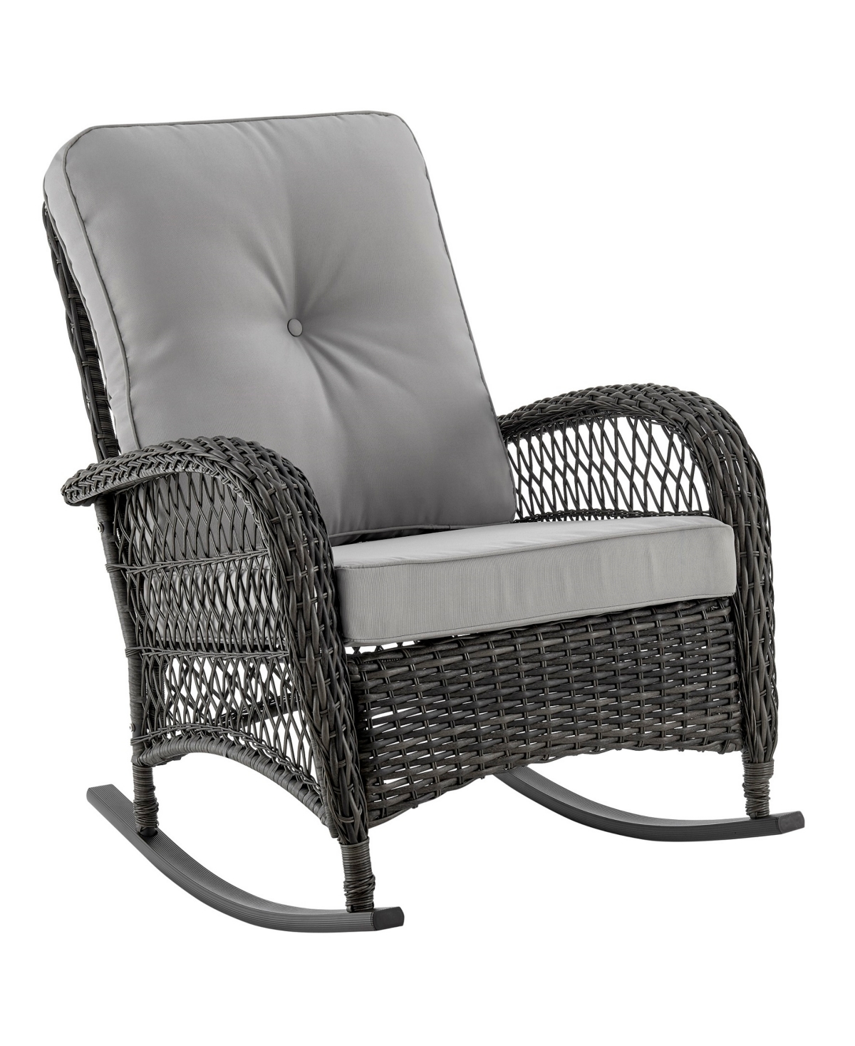 Shop Manhattan Comfort 29.52" Fruttuo Steel Polyester Upholstered Rocking Chair In Mixed Gray