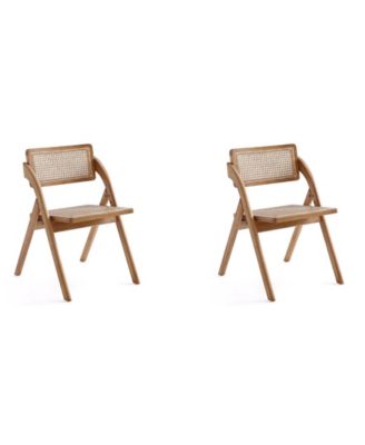 Manhattan Comfort Lambinet Ash Wood Natural Cane Folding Dining Chair Collection