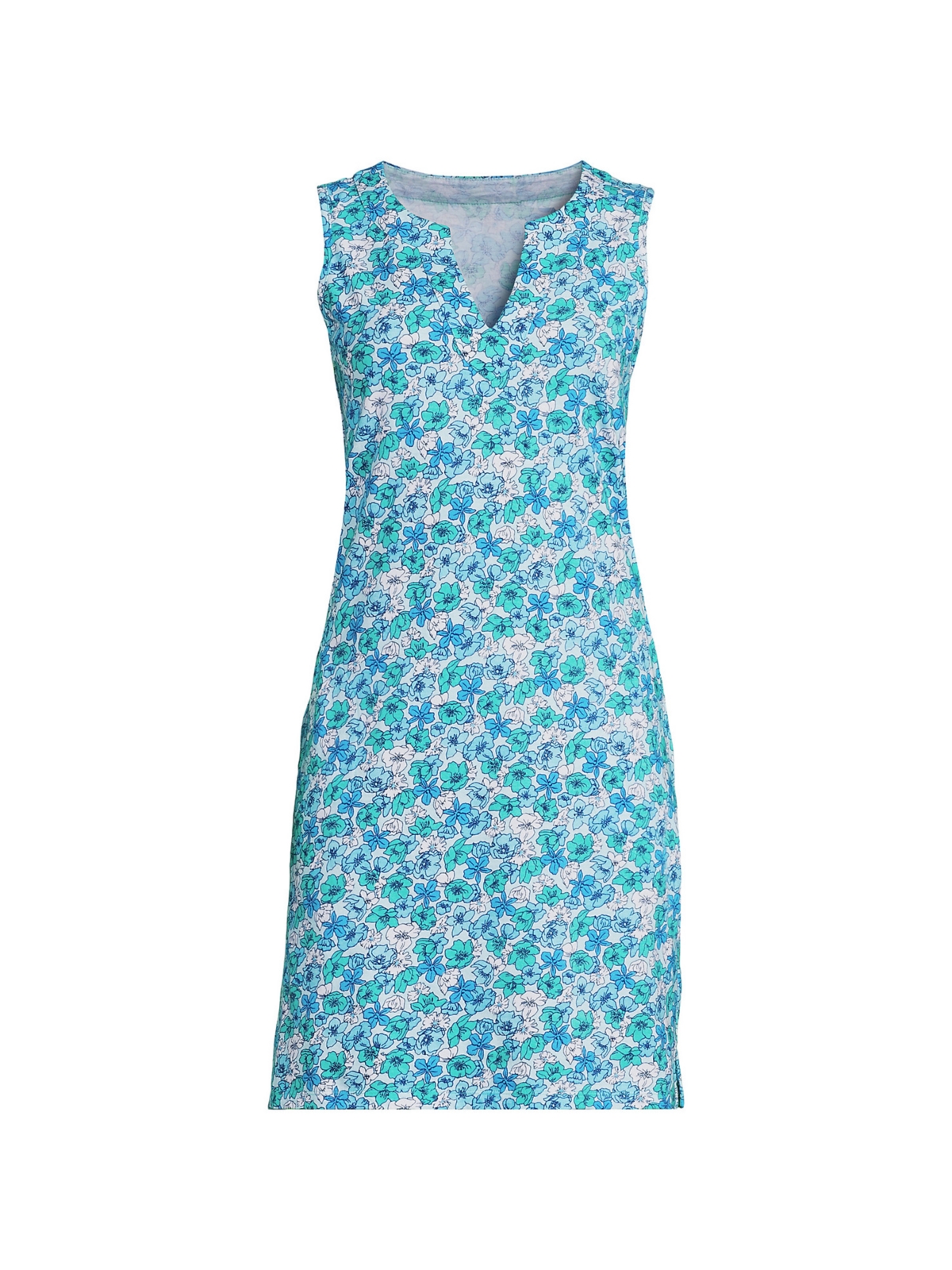 Lands' End Women's Plus Size Cotton Jersey Sleeveless Swim Cover-up Dress  Print | Smart Closet