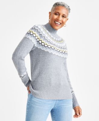 Style Co Women s Fair Isle Mock Neck Sweater Created for Macy s Macy s