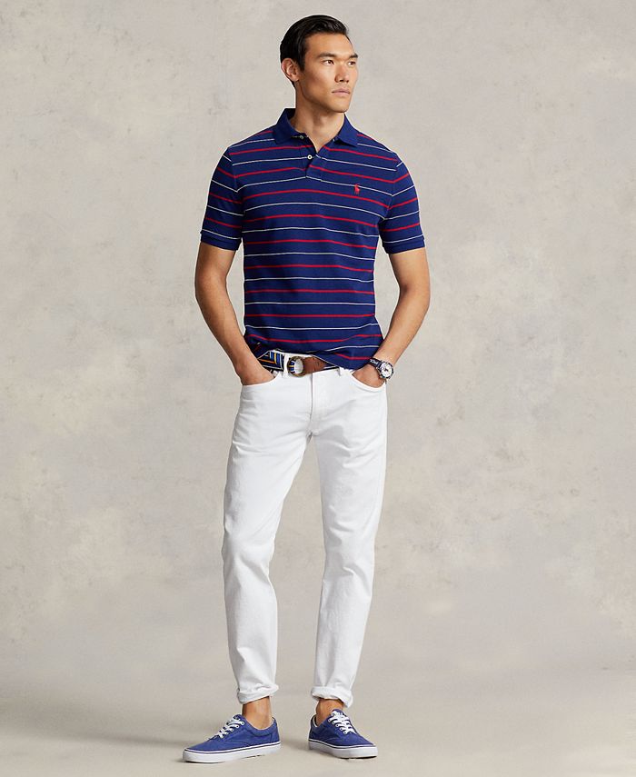 Polo Ralph Lauren Men's Classic-Fit Striped Mesh Polo Shirt - Macy's