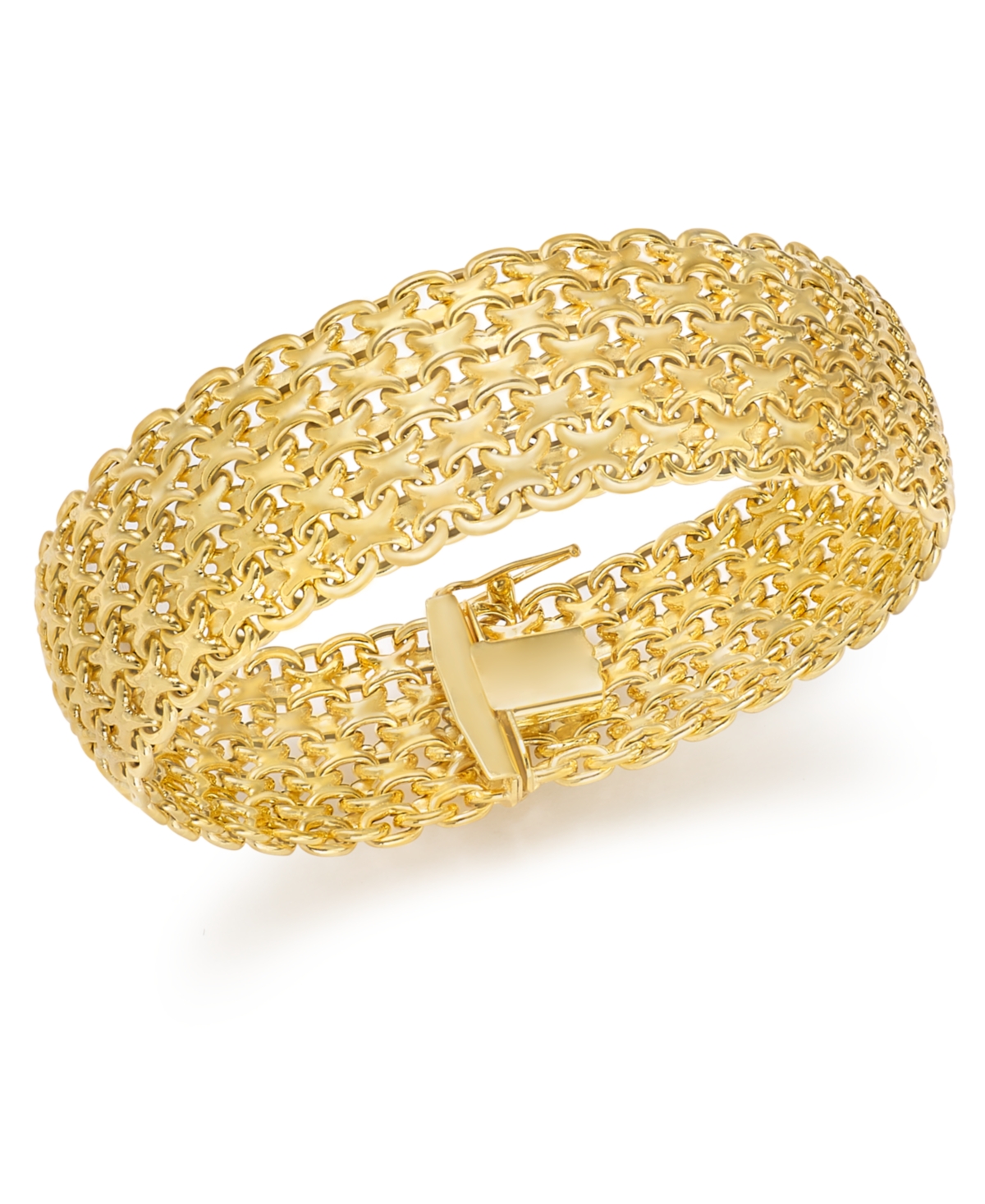 Wide Mesh Link & Chain Bracelet in 14k Gold - White Gold