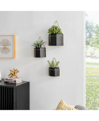 Modern Geometric Metal 3-Piece Wall Planters Set