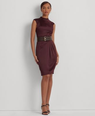 Lauren Ralph Lauren Women's Satin Charmeuse Mockneck Cocktail Dress - Macy's