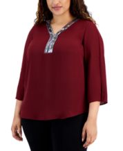 JM Collection Women's Red Plus Size Clothing