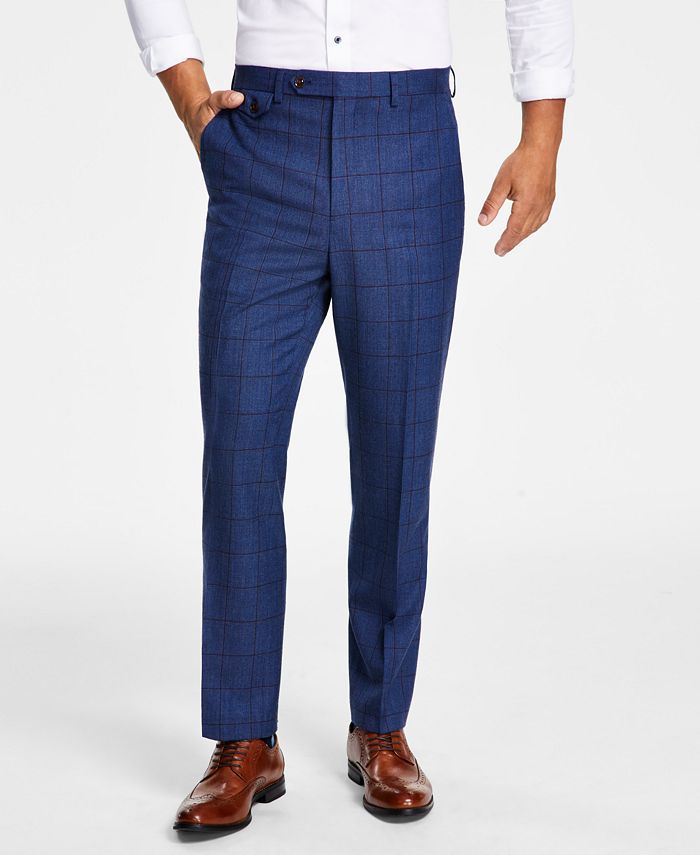 Tayion Collection Men's Classic-Fit Stretch Windowpane Check Suit Pants ...