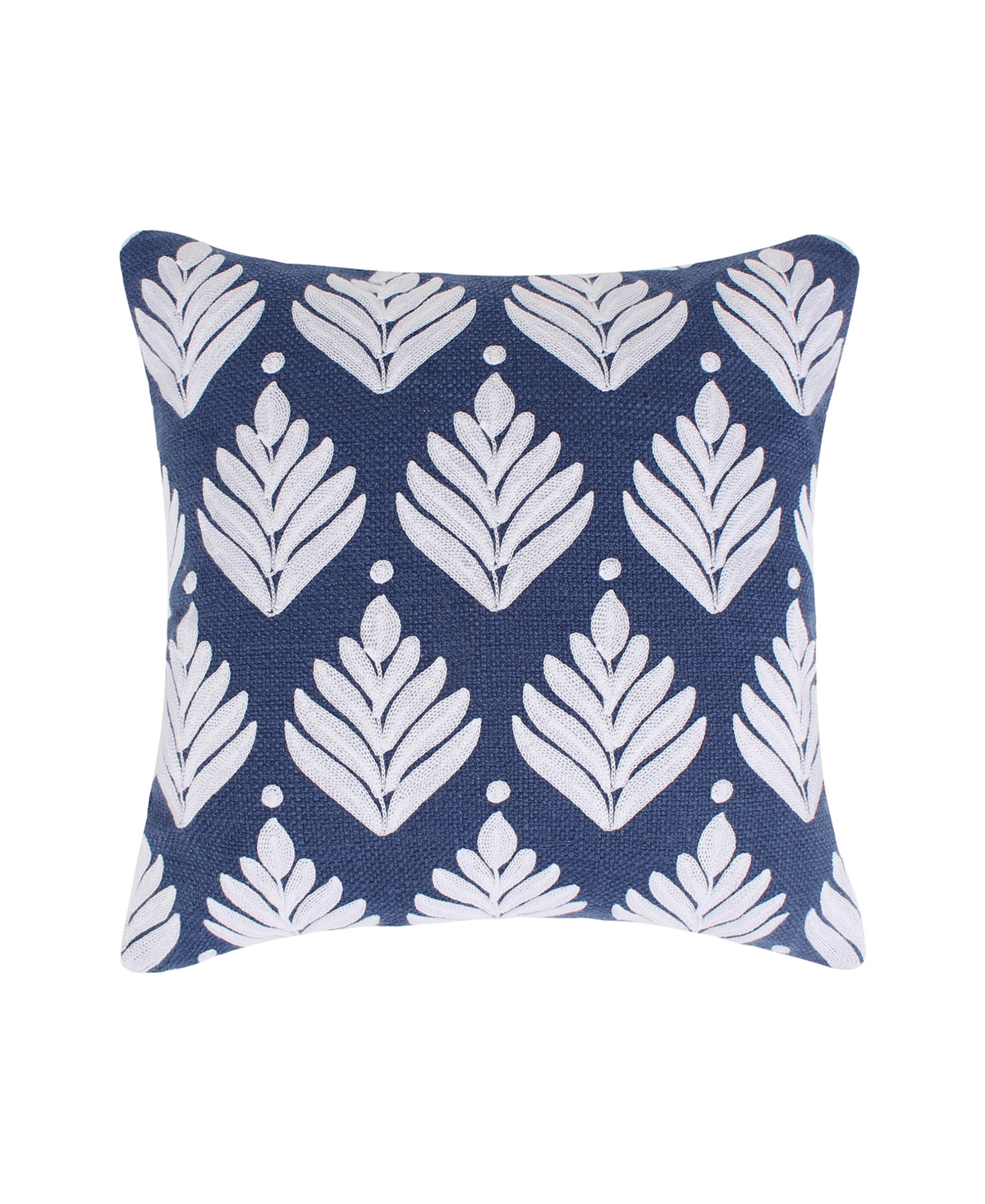 Levtex Vintage-like Blossom Embroidered Decorative Pillow, 18" X 18" In Blue