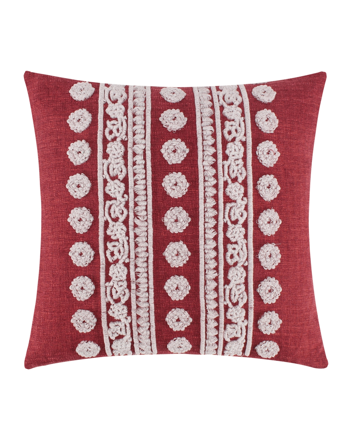 Levtex Khotan Embroidered Decorative Pillow, 18" X 18" In Red