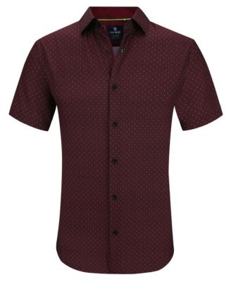 Men's Slim Fit Short Sleeve Performance Stretch Button Down Dress Shirt