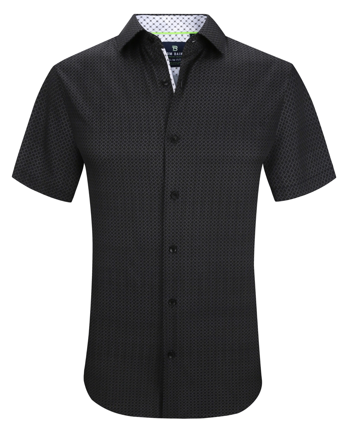 Shop Tom Baine Men's Slim Fit Short Sleeve Performance Stretch Button Down Dress Shirt In Black Circle