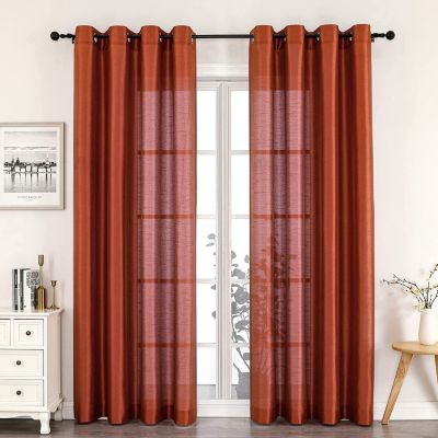 Montauk Accents 2 Pack Ultra Luxurious Faux Silk Sheer Grommet Top Curtain Panels