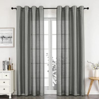 Montauk Accents 2 Pack Ultra Luxurious Faux Silk Sheer Grommet Top Curtain Panels