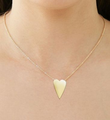 14k Gold Plated Elongated Modern Shiny Heart Layering Necklace