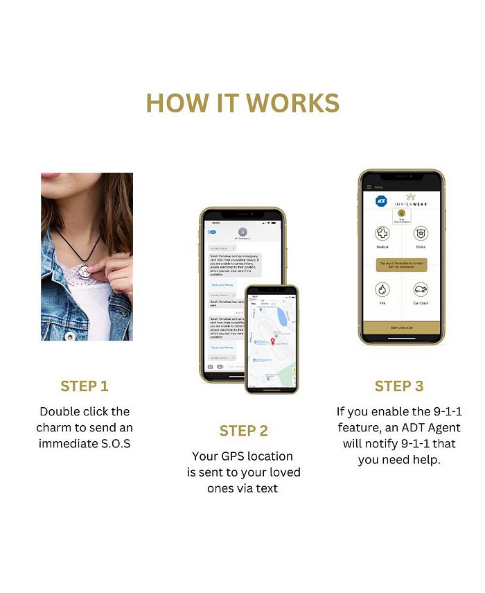 invisaWear Personal Safety Device Silver Beaded Chain Necklace Macy's