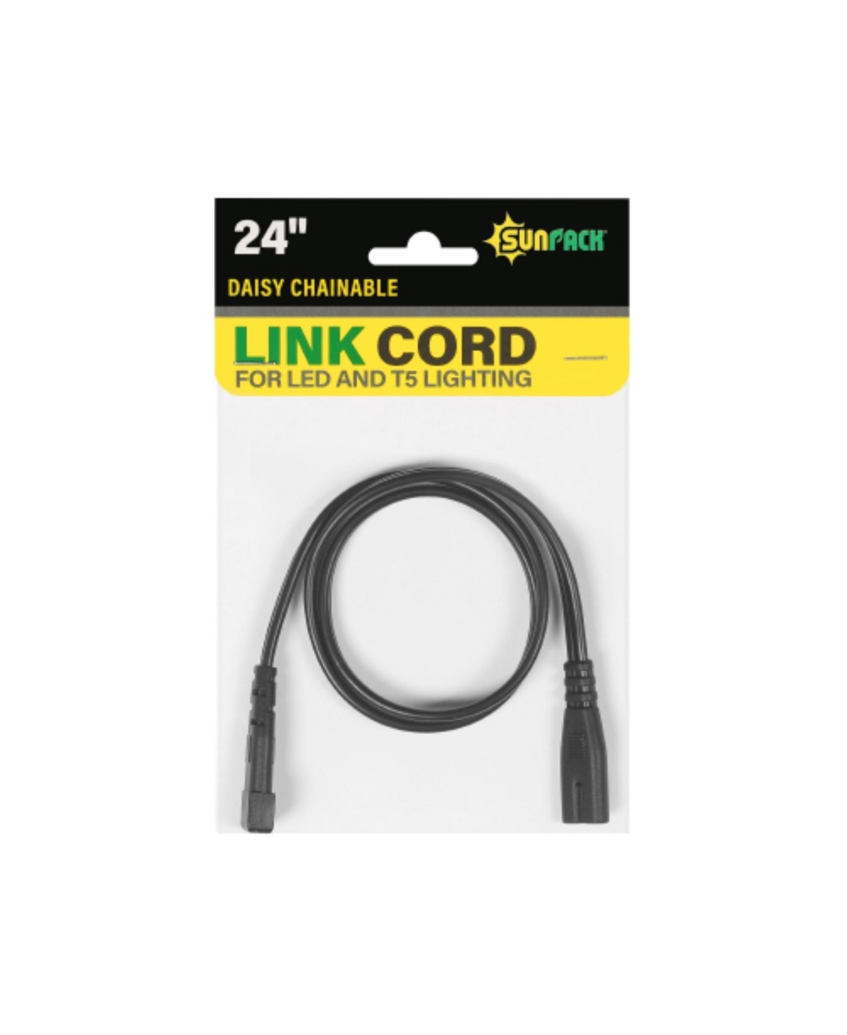 Daisy Chainable Link Cord for Led and T5 Lighting, 24 Inches - Black
